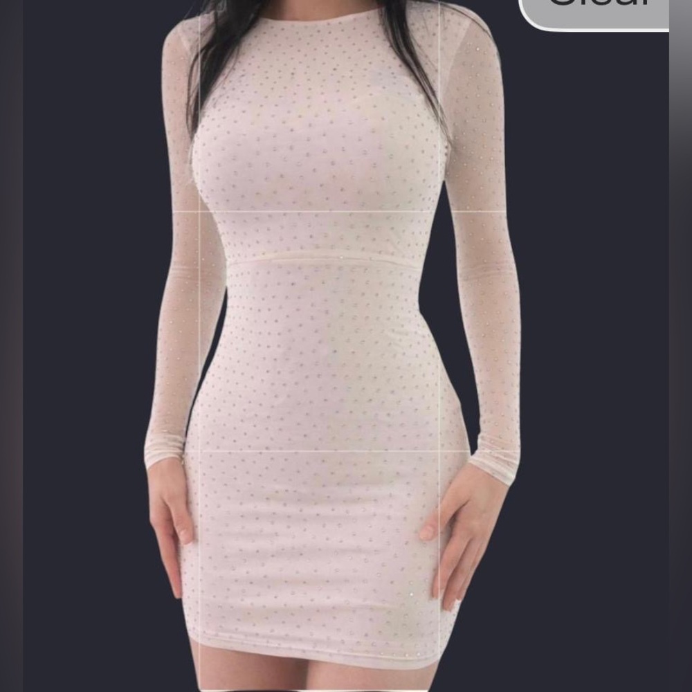 Elegant Cream Long Sleeve Dress